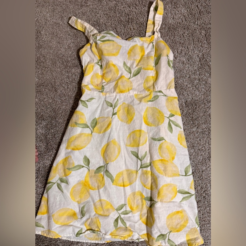 Derek Heart Lemon Print Kids Dress - Yellow and Green